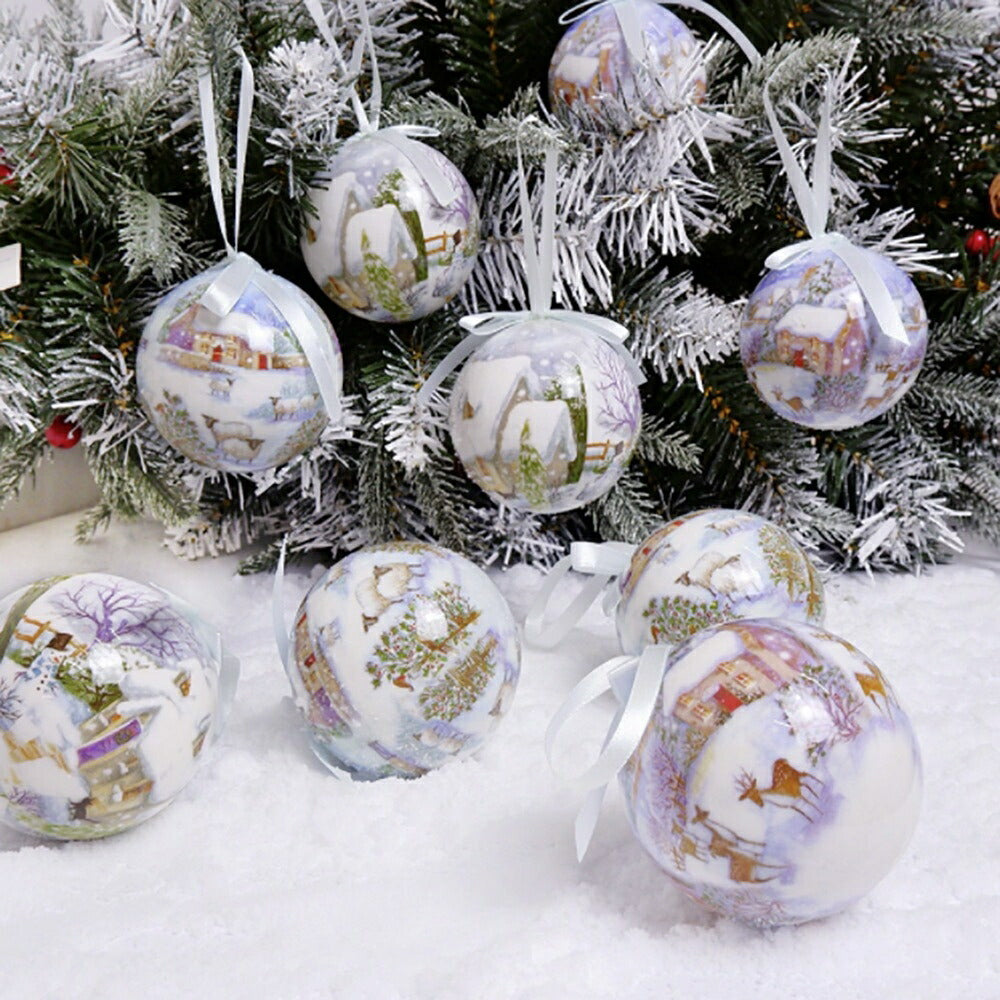 クリスマス オーナメント クリスマスボール  箱付き 柄付き 14個セット リボン付き デコレーション モール 雪の結晶 ふわふわ 雪だるま 鹿 羊 クリスマスツリー ツリー 誕生日 飾り付け 室内 装飾 クリスマス用品 かわいい