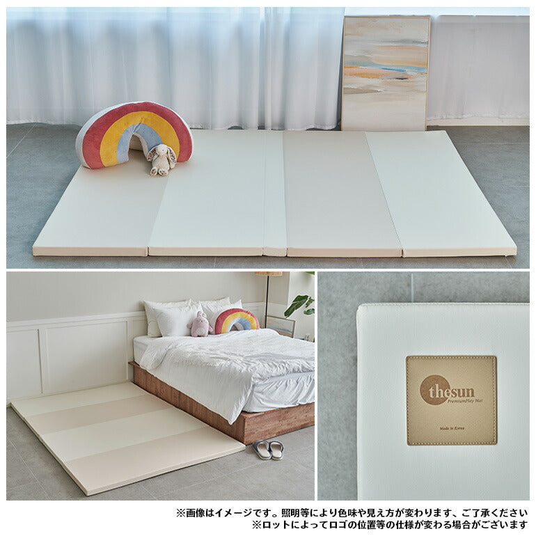 カラズマットthesun CLEANタイプ 140×200cm ベージュ プレイマット 赤ちゃん ベビー  140 200 4cm クリーン シームレス 防炎 フロアマット ベビーマット 折りたたみ 防水 出産祝い 収納 防音 お昼寝マット 片付け Caraz カラズ thesun 床暖房対応 リバーシブル 【保証付き】