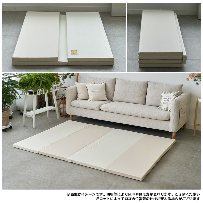 カラズマットthesun CLEANタイプ 140×200cm ベージュ プレイマット 赤ちゃん ベビー 140 200 4cm クリーン シームレス  防炎 フロアマット ベビーマット 折りたたみ 防水 出産祝い 収納 防音 お昼寝マット 片付け Caraz カラズ thesun 床暖房対応 ...