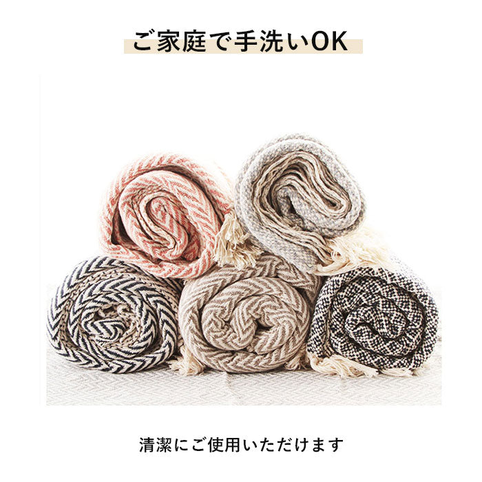 【Grain(YE)・ブーロスロー】 ブランケット おしゃれ 大判 通販 ソファーカバー 2人掛け マルチクロス 厚手 コットン スローケット 敷物 綿 ストレッチ ヨガ マット キャンプ アウトドア ラグ ラグマット