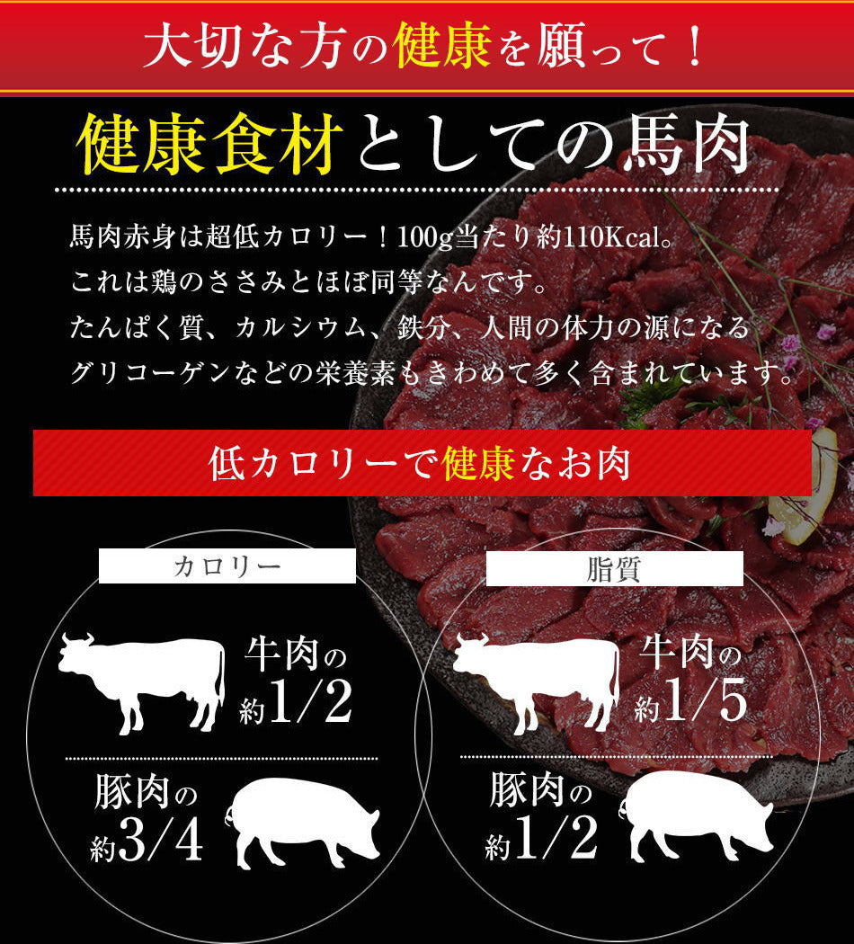 馬刺し ヘルシー赤身 300g 4〜6人前 送料無料  お取り寄せ 1パック約100g毎の小分けで便利