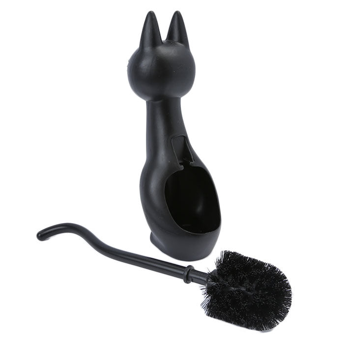 【ME99.クロ】 トイレブラシ かわいい 通販 おしゃれ コンパクト ポット セット 収納 トイレ掃除 ブラシ 猫グッズ 雑貨 ネコ ねこ ケースセット 掃除用品 猫雑貨 黒猫 ねこのしっぽの物語