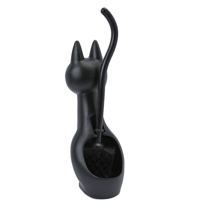 【ME99.クロ】 トイレブラシ かわいい 通販 おしゃれ コンパクト ポット セット 収納 トイレ掃除 ブラシ 猫グッズ 雑貨 ネコ ねこ ケースセット 掃除用品 猫雑貨 黒猫 ねこのしっぽの物語