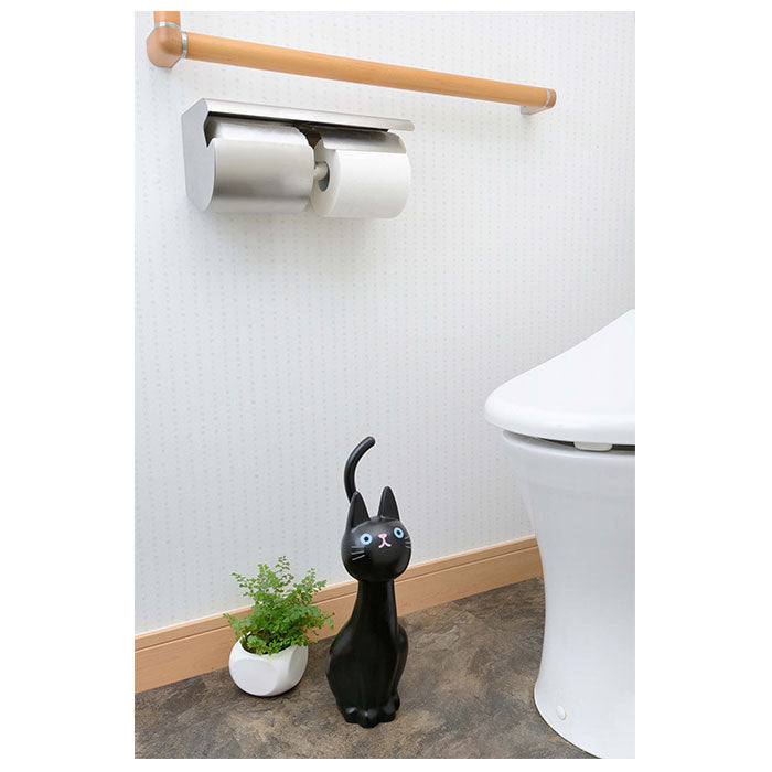 【ME99.クロ】 トイレブラシ かわいい 通販 おしゃれ コンパクト ポット セット 収納 トイレ掃除 ブラシ 猫グッズ 雑貨 ネコ ねこ ケースセット 掃除用品 猫雑貨 黒猫 ねこのしっぽの物語