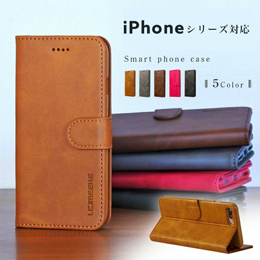 iPhoneケース スマホケース iPhone13 ブラウン 手帳型 ブックカバー 韓国 おしゃれ かわいい