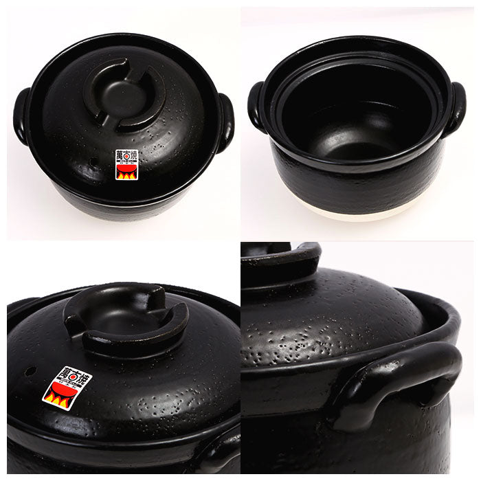 【ブラック・土鍋3合炊き】 炊飯土鍋 3合 通販 土鍋 ご飯鍋 ごはん鍋 ごはん 炊飯鍋 糖質制限 ガスコンロ専用 おしゃれ プレゼント 御飯鍋3合 日本製 キッチンファブリック 台所用品 調理器具 カクセー
