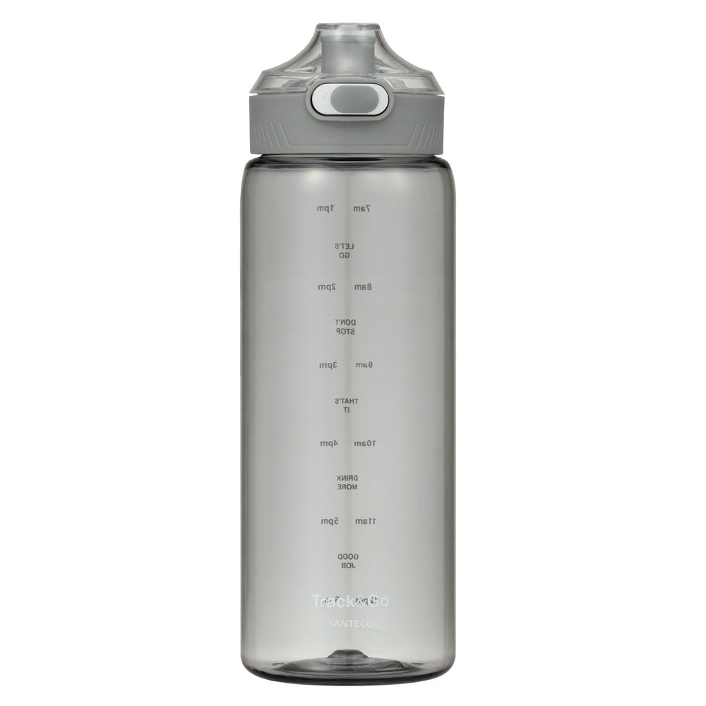 【GRAY・0】 ウォーターボトル 目盛り 通販 1リットル 水筒 1L 直飲み 洗いやすい ワンタッチオープン 軽量 軽い SANTECO サンテコ Track&Go 丈夫 トライタン タイムマーカー付き CBジャパン