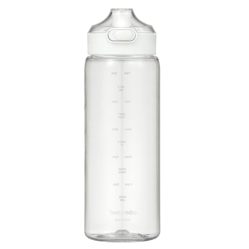 【WHITE・ウォーターボトル】 ウォーターボトル 目盛り 通販 1リットル 水筒 1L 直飲み 洗いやすい ワンタッチオープン 軽量 軽い SANTECO サンテコ Track&Go 丈夫 トライタン タイムマーカー付き CBジャパン