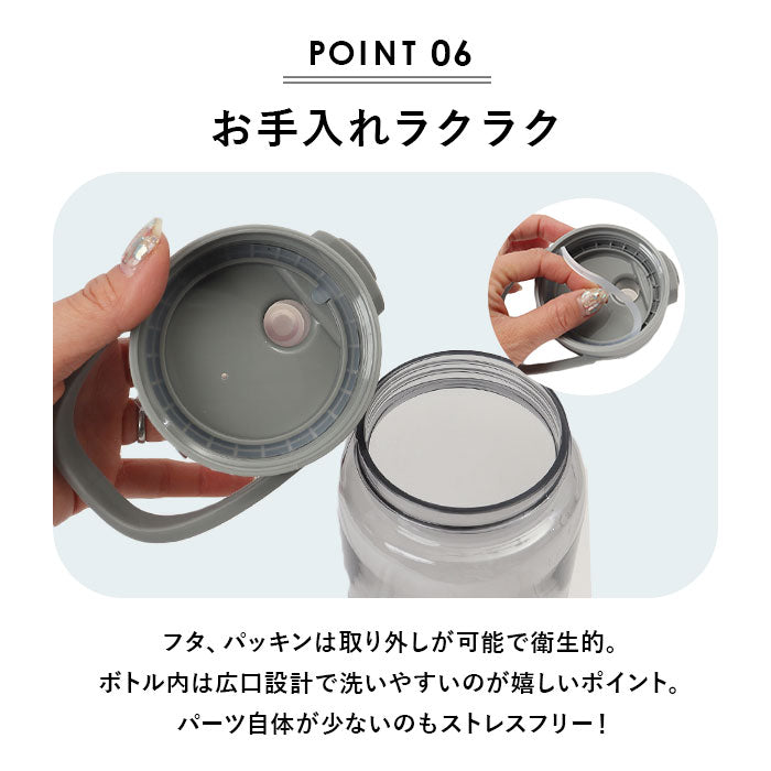 【WHITE・ウォーターボトル】 ウォーターボトル 目盛り 通販 1リットル 水筒 1L 直飲み 洗いやすい ワンタッチオープン 軽量 軽い SANTECO サンテコ Track&Go 丈夫 トライタン タイムマーカー付き CBジャパン