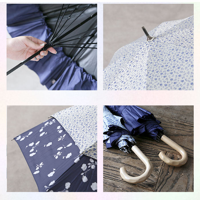 【27020.チェックネイビー・晴雨兼用傘】 トランスフォーム傘 通販 HYGGE ヒュッゲ 60cm 45cm 耐風 手開き UVカット 99.99% 遮光率99.99% 遮熱 日焼け対策 熱中症対策 ショートワイド傘 おしゃれ 大人 かわいい 長傘 雨傘