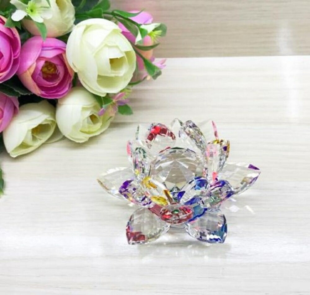蓮の花 蓮華 クリスタル サンキャッチャー 置物 風水 開運 レインボー rainbow 七色 虹 グラスオブジェ 幸運ロータス 金運　幸運蓮華 幸せを呼ぶ アイテム クリスタル ギフト 誕生日 バースデー