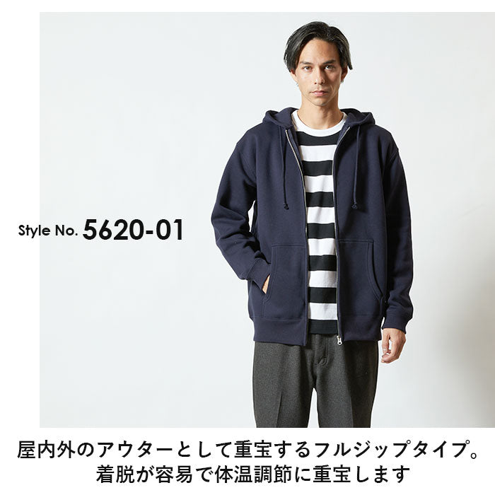 【002.ブラック・Mサイズ】 ユナイテッドアスレ パーカー 通販 スウェット トレーナー フルジップ  裏起毛 メンズ レディース 10.0oz 10.0オンス United Athle 5620-01 シンプル 無地 ビッグシルエット