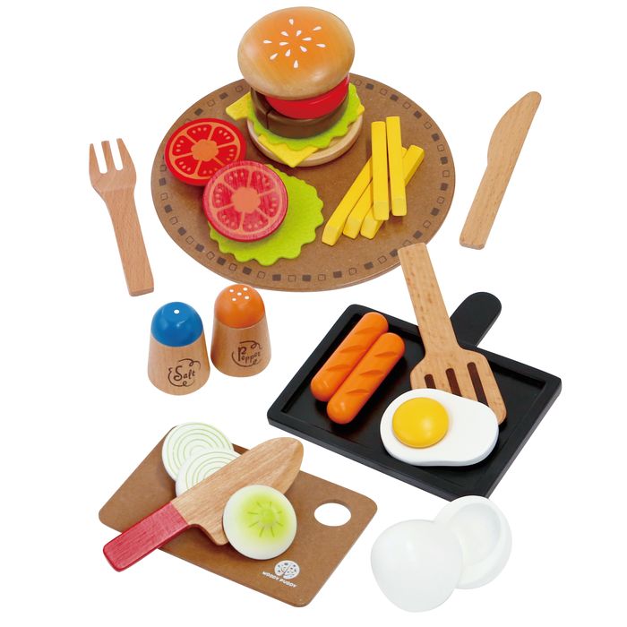 ままごと キッチン 木製 おままごと 調理器具 ウッディプッディ はじめてのおままごと 洋食屋さんセット おもちゃ キッチン 子供 玩具 知育 天然木 G05-1173 WOODY PUDDY