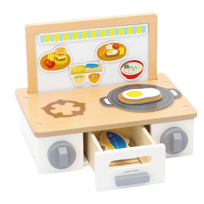 おままごと キッチン コンパクト 木製 ウッディプッディ はじめてのおままごと コンパクトキッチン おもちゃ キッチン 子供 玩具 知育 天然木 G05-1213 WOODY PUDDY
