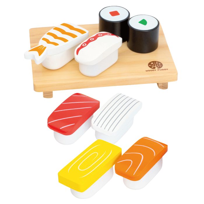 ままごと キッチン 木製 おままごと 食べ物 セット ウッディプッディ はじめてのおままごと おすしセット おもちゃ キッチン 子供 玩具 知育 ままごと 天然木 G05-1217 WOODY PUDDY