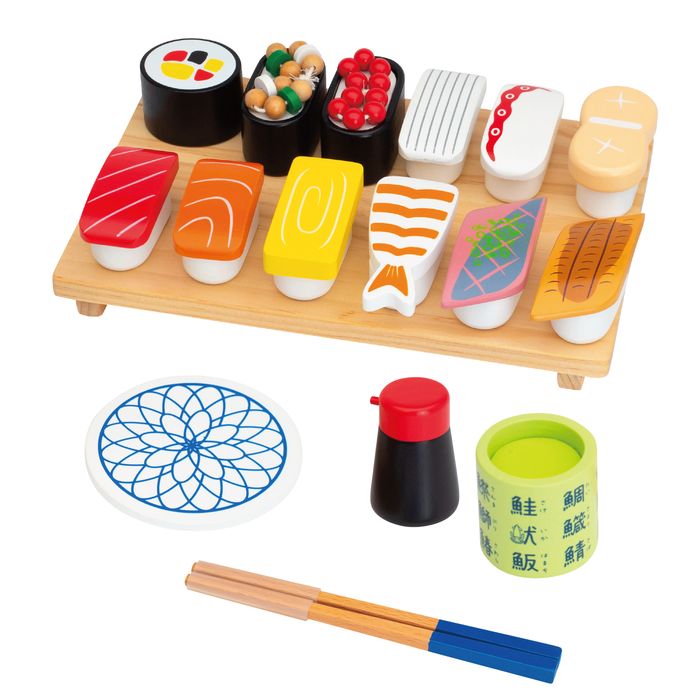 ままごと キッチン 木製 おままごと 食べ物 セット ウッディプッディ はじめてのおままごと 特上おすしセット おもちゃ キッチン 子供 玩具 知育 ままごと 天然木 G05-1218 WOODY PUDDY