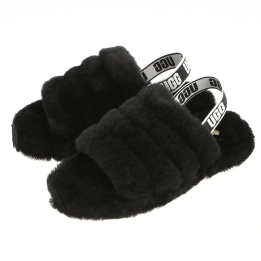 【Black・US4（22.5cm）】 ugg サンダル レディース 通販 FLUFF YEAH SLIDE 1098494K フラッフ イヤー スライド ブランド アグ ファー つっかけ コンフォートサンダル ムートン ふかふか クリスマス プレゼント