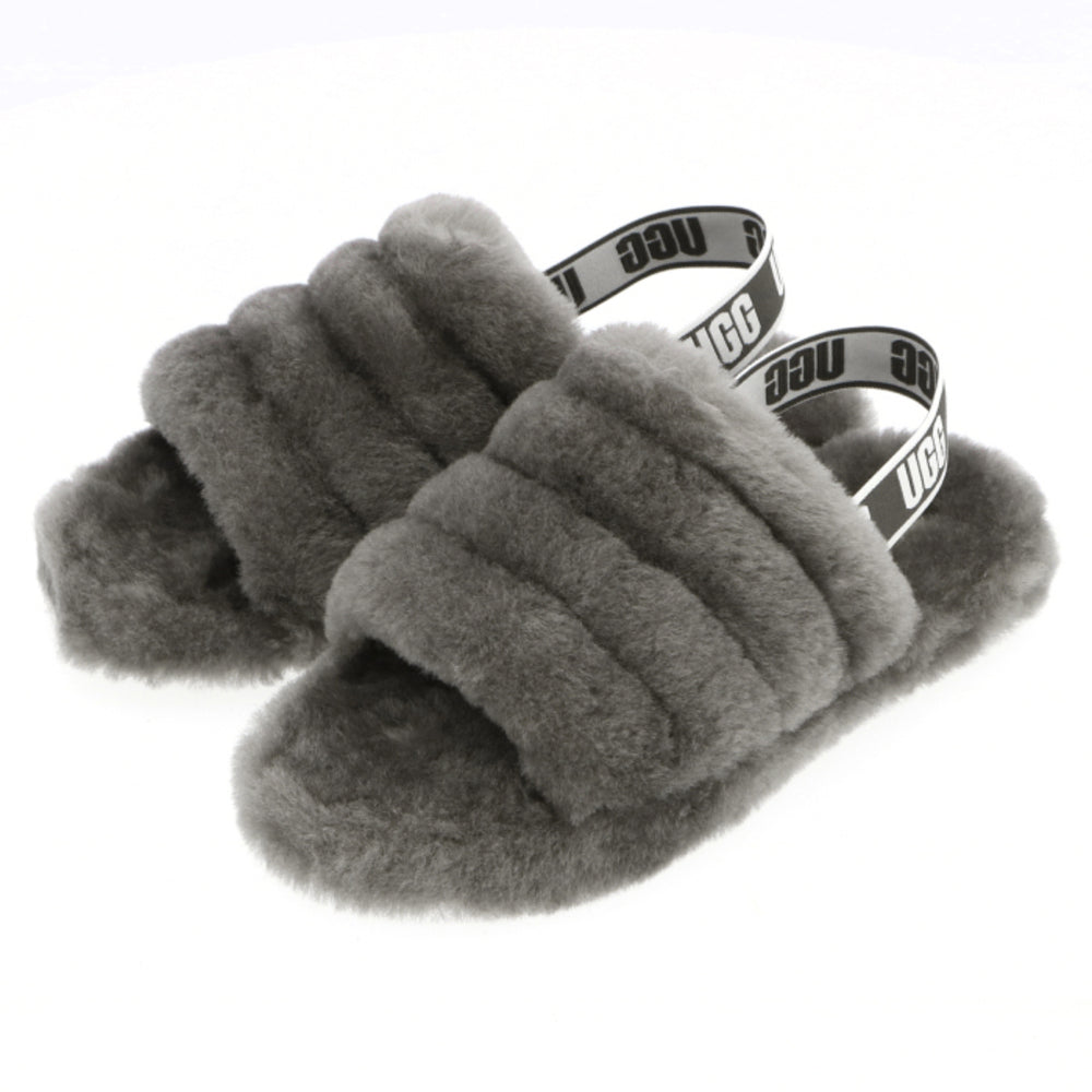 【Charcoal・US4（22.5cm）】 ugg サンダル レディース 通販 FLUFF YEAH SLIDE 1098494K フラッフ イヤー スライド ブランド アグ ファー つっかけ コンフォートサンダル ムートン ふかふか クリスマス プレゼント