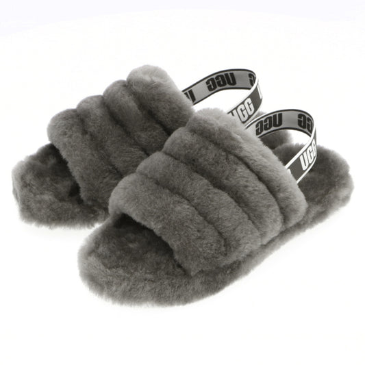 【Charcoal・US4（22.5cm）】 ugg サンダル レディース 通販 FLUFF YEAH SLIDE 1098494K フラッフ イヤー スライド ブランド アグ ファー つっかけ コンフォートサンダル ムートン ふかふか クリスマス プレゼント