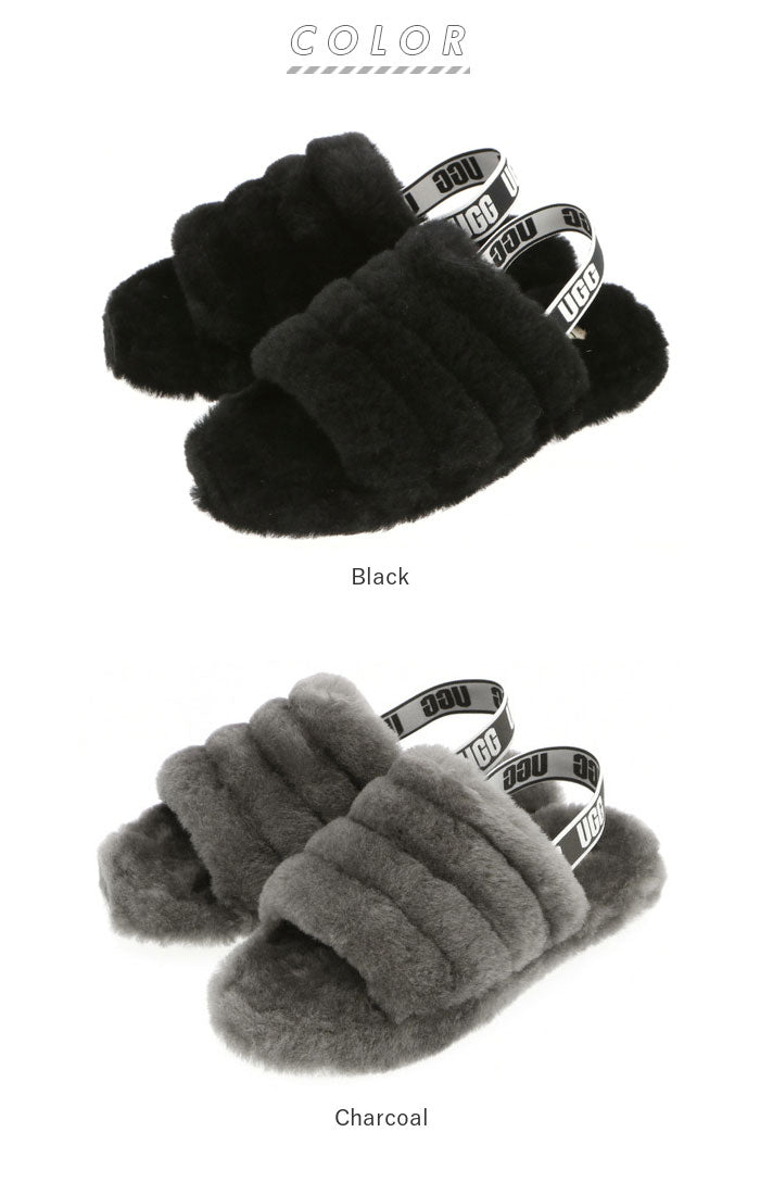 【Charcoal・US4（22.5cm）】 ugg サンダル レディース 通販 FLUFF YEAH SLIDE 1098494K フラッフ イヤー スライド ブランド アグ ファー つっかけ コンフォートサンダル ムートン ふかふか クリスマス プレゼント