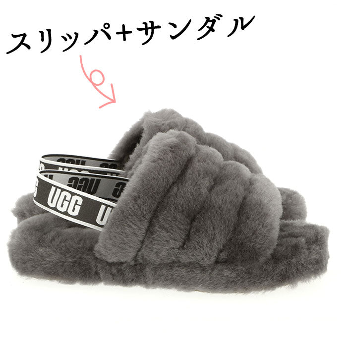【Black・US4（22.5cm）】 ugg サンダル レディース 通販 FLUFF YEAH SLIDE 1098494K フラッフ イヤー スライド ブランド アグ ファー つっかけ コンフォートサンダル ムートン ふかふか クリスマス プレゼント