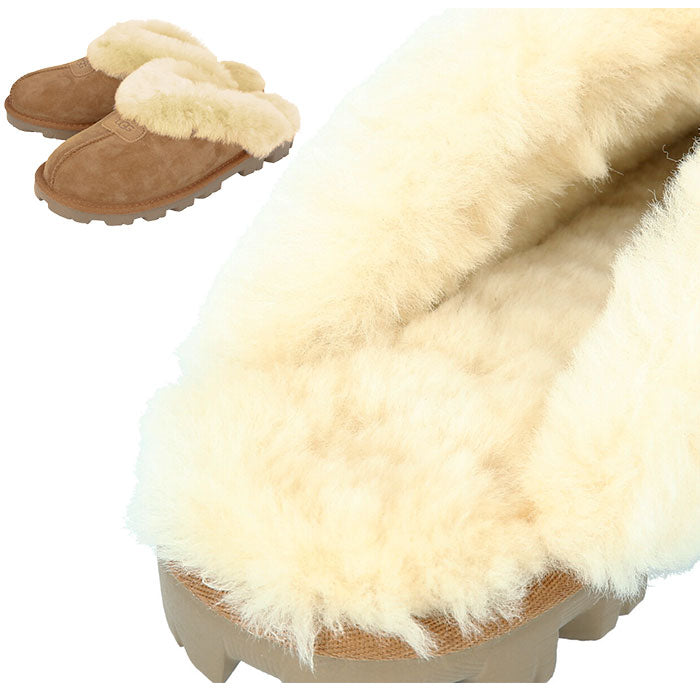 【Chestnut・US7（24cm）】 ugg サンダル レディース 通販 COQUETTE 5125 コケット ブランド アグ シープスキン シューズ スリッパ つっかけ ムートン ふかふか クリスマス プレゼント サボ ルームシューズ 冬 靴