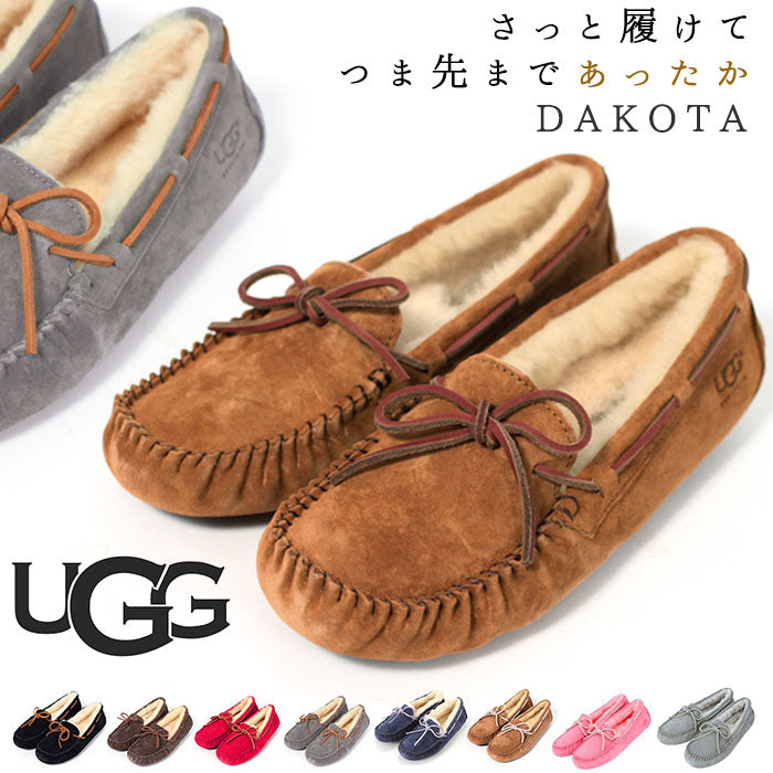 【1.ブラック(BLACK)・US5(22.0cm)】 安心の30日交換OK!  UGG ダコタ 1107949 5612 STYLE# 定番 スリッポン ムートン DAKOTA 正規品 アグ モカシン