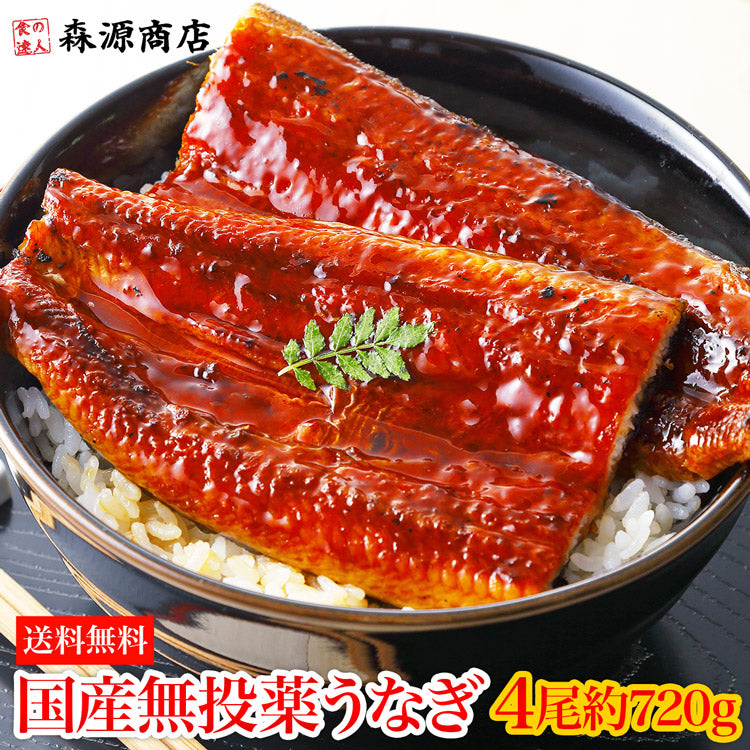 国産無投薬うなぎ 4尾 約180g×4 4本 鰻 鹿児島県産 ( 鰻 うなぎ ウナギ 蒲焼 かば焼き 土用丑 土用 丑の日 スタミナ 夏 山田水産) 冷凍便 お取り寄せグルメ 食品 ギフト