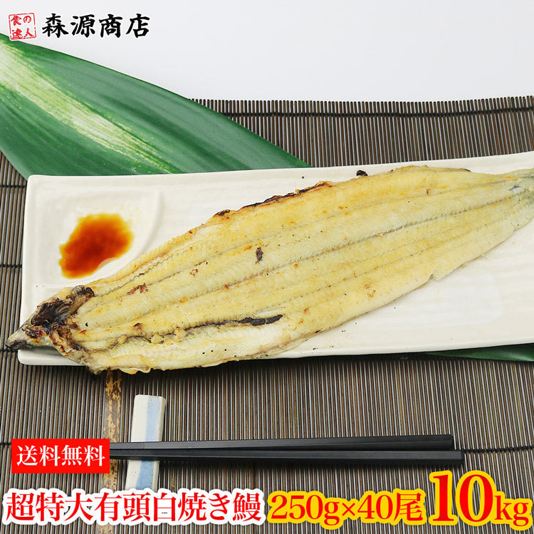 中国産 白焼きうなぎ 白焼き有頭腹開き 超特大 250g×40尾 10kg 業務用 冷凍便 送料無料 土用丑の日 うなぎ お取り寄せグルメ 食品 ギフト