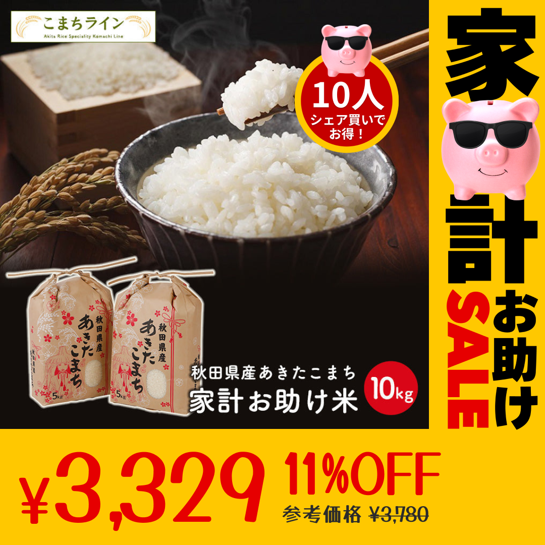 新米！あきたこまち 10kg（5ｋｇ×2袋）家計お助け米 令和4年産【最安値に挑戦】【家計お助けSALE】