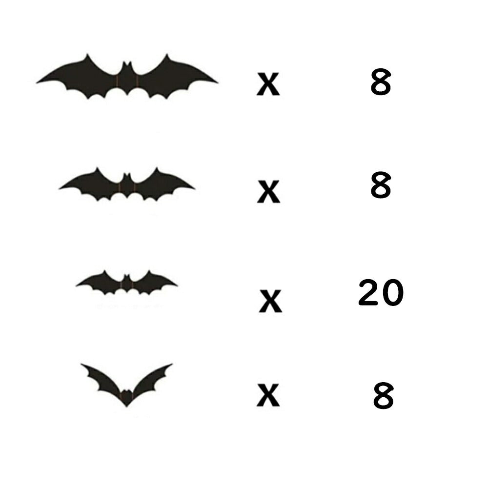 ハロウィン コウモリ シール 44枚セット 3D 立体 ステッカー こうもり 蝙蝠 ホラー リアル 本格的 誕生日 飾り付け 室内 クリスマス 怖い 恐怖 渋い かわいい Xmas Christmas 豪華 華やか おしゃれ パーティー デコレーション