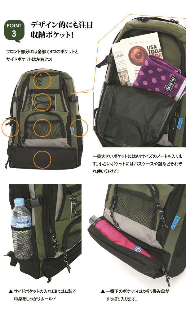 【レッド】 リュック viaggio メンズ 大容量 ビアッジョ リュックサック デイパック デーパック りゅっく ruck バックパック バッグ BACKPACK