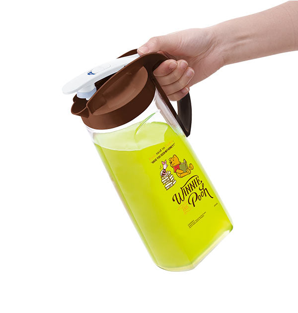 【PO20.プーさん・2.1L】 ピッチャー ASVEL アスベル  通販 ドリンクビオ DRINK VIO 冷水筒 1.6L 1600ml 2.1L 2100ml 縦横 タテヨコ 耐熱 冷水ポット 2L 麦茶ポット 横置きOK ワンプッシュ 洗いやすい 清潔