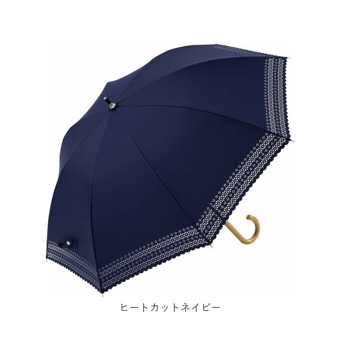 【ヒートカットネイビー・晴雨兼用長傘】 晴雨兼用 長傘 50cm 通販 晴雨兼用傘 傘 かさ レディース 雨傘 日傘 パラソル ブラックコーティング アンブレラ おしゃれ かわいい 可愛い シンプル 通勤 通学 手開き 女性 婦人 女の子