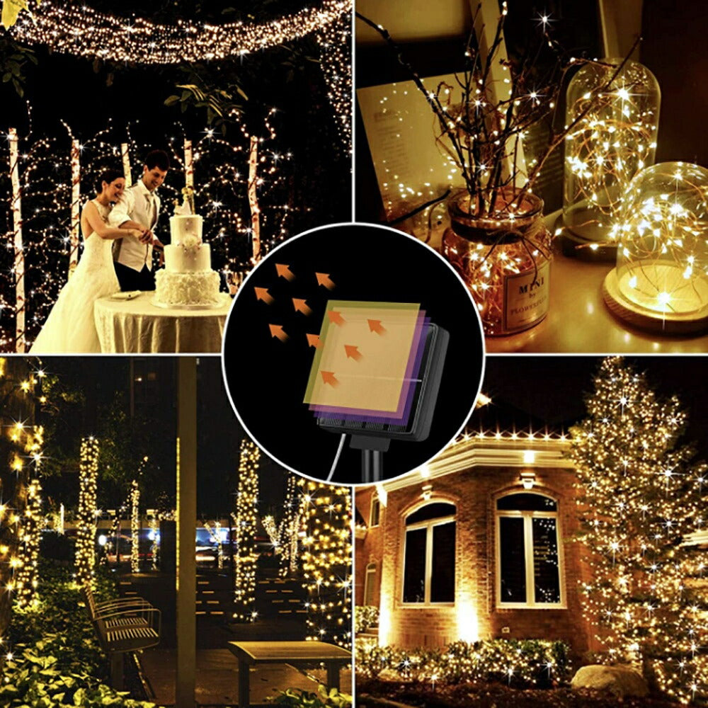 照明 100球 ソーラー充電 LED イルミネーションライト 装飾 バー クリスマス 店舗 インテリア スイッチ付 点灯タイプ DIY フェアリーライト イルミネーション 生活 気分転換 ハロウィン パーティー 電飾 結婚式 ツリー 屋外 飾り 便利