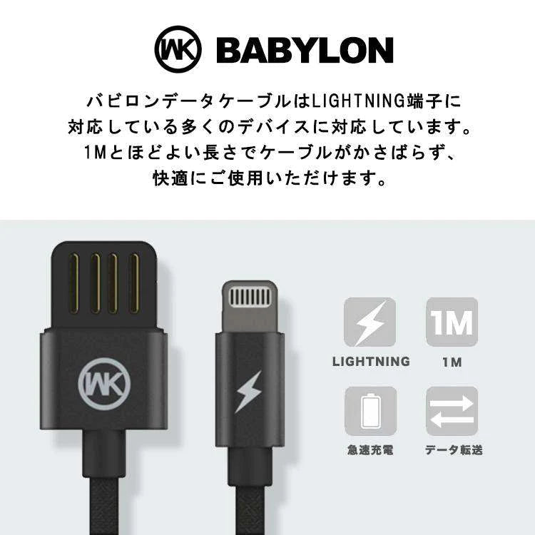 Black ライトニングケーブル iPhone 充電ケーブル 急速充電 wk-001