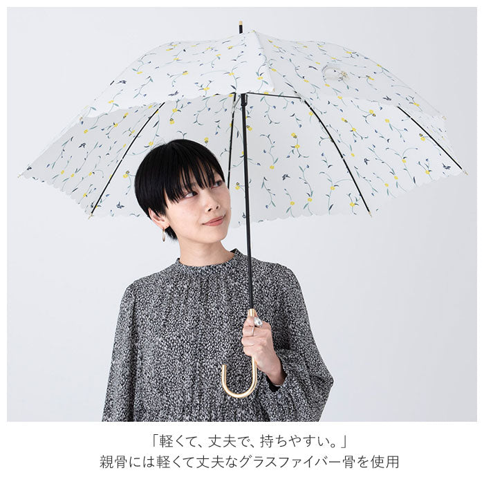 【ブルー・4767800.Sマーガレット】 wpc 傘 レディース 通販 晴雨兼用傘 長傘 晴雨兼用 8本骨 親骨 58cm 手開き UVカット 通学 通勤 ラッセルレース アイビーフラワー クリーミーフラワー ストライプマーガレット 小花