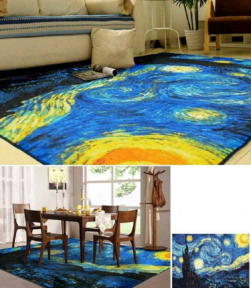 カーペット ゴッホ Vincent van Gogh フィンセント ファン ゴッホ 星月夜 アンティーク 絵画 シリーズ レトロ インテリア モダン 北欧 ゴシック 絵 リビング マット ラグ オールシーズン グッズ 癒し ヨーロッパ EU クリスマス 撮影 イベント