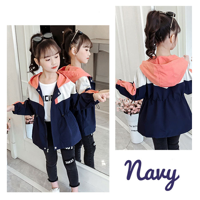 【ネイビー・140CM】 子供服 上着 通販 薄手 キッズ ジャケット トップス 110cm 120cm 130cm 140cm 150cm 160cm 服 女の子 小学生 園児 羽織 女子 登校 保育園 登園 ガールズ 普段着 ジャンバー かわいい