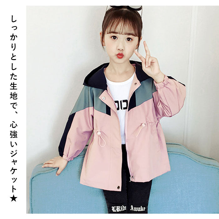 【ネイビー・140CM】 子供服 上着 通販 薄手 キッズ ジャケット トップス 110cm 120cm 130cm 140cm 150cm 160cm 服 女の子 小学生 園児 羽織 女子 登校 保育園 登園 ガールズ 普段着 ジャンバー かわいい