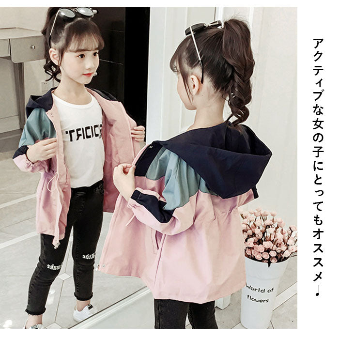 【ネイビー・140CM】 子供服 上着 通販 薄手 キッズ ジャケット トップス 110cm 120cm 130cm 140cm 150cm 160cm 服 女の子 小学生 園児 羽織 女子 登校 保育園 登園 ガールズ 普段着 ジャンバー かわいい