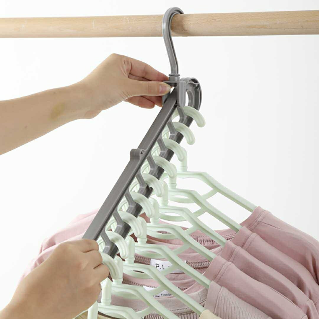 ハンガー ハンガー掛けハンガー 9穴 1個 グレー 洋服 自宅 業務用 衣類収納 洋服掛け ラック スタイルハンガー 干す 北欧 クローゼット 収納 簡単 レトロ クラシック 物干しハンガー 物干し バスタオル タオルケット