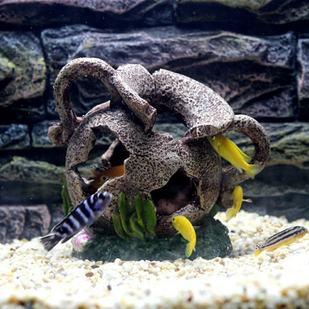 アクアリウム 割れた壺 壷 ツボ オブジェ 水槽 置物 インテリア 熱帯魚 魚 熱帯雨林 海水魚 淡水魚 ネオンテトラ グッピー エンゼルフィッシュ ピラルク アロワナ 水族館 アクアリウムデコレーション 水槽内インテリア 水槽用品