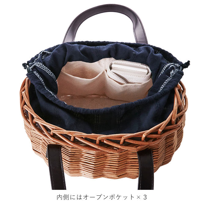 【29965.ブラウン】 かごバッグ トート ミニサイズ 通販 カゴバッグ バスケット かご バッグ ミニトート おしゃれ レザーハンドル 柳 籠バッグ 巾着 シンプル かわいい ハンドバッグ 40代 大人 PU持ち手