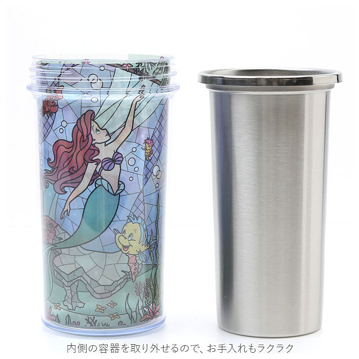 【ラプンツェル・保温保冷タンブラー】 マグ ステンレス 通販 キャラクター 保温保冷 ディズニー ステンドグラス風 ステンドグラス  400ml  HOT COOL 二重構造 保温 保冷 プリンセス 美女と野獣 ラプンツェル リトルマーメイド?