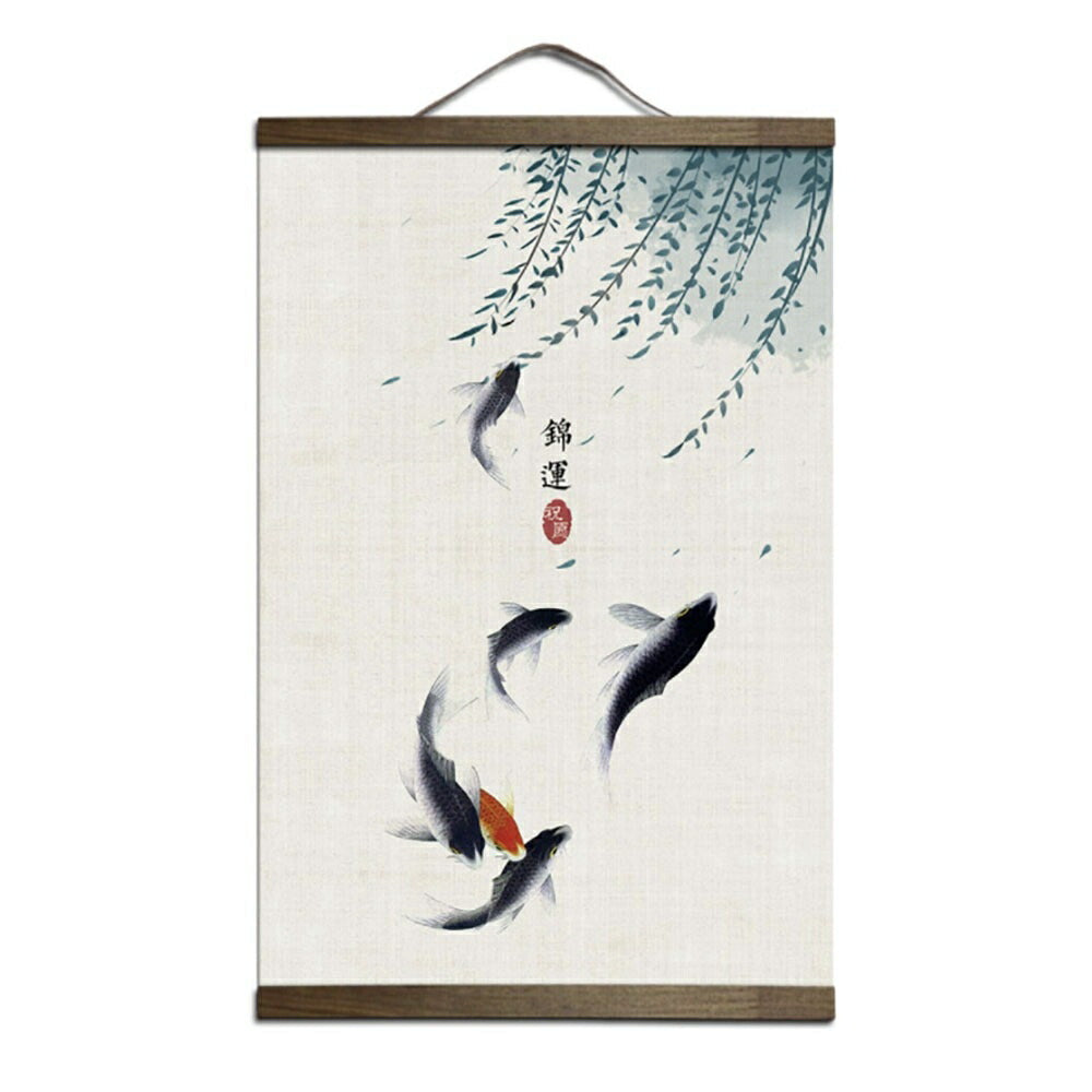 掛け軸 鯉 錦 のぼり鯉 昇鯉 風水 魚 タペストリー 鯉の滝登り こい コイ 掛軸 壁掛け 室内 インテリア おしゃれ 滝のぼり ポスター 絵 玄関 部屋 和室 飾り 壁 風水グッズ 金運 壁掛け 開運祈願 金運祈願 風水 開運