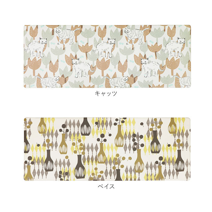 【ジャングル・PVC120cm】 キッチンマット 拭ける おしゃれ 通販 120cm pvcマット 120センチ 台所マット 約 45×120 撥水 掃除簡単 抗菌 防臭 防カビ 防炎 台所用品 クッションマット 一人暮らし 玄関マット