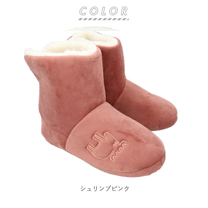 【アイボリー・L(25.0-26.5cm)】 moz ルームブーツ 通販 モズ ルームシューズ 暖かい あったか 洗える 水洗い メンズ レディース おしゃれ 冬 秋冬 北欧 スウェーデン 裏ボア もこもこ ふわふわ 刺繍 ロゴ かわいい