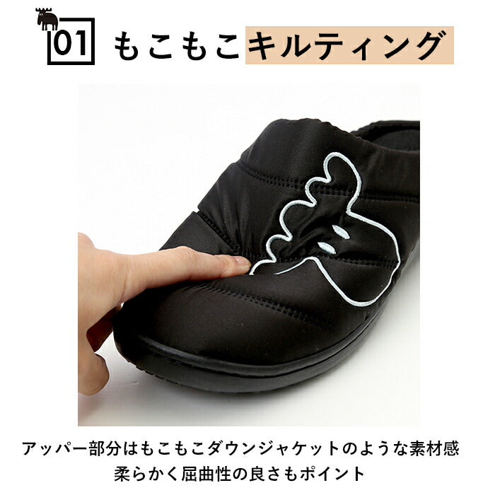 【BK.ブラック・L(23.5-24.0cm)】 モズ サボ サンダル 通販 moz スリッポン レディース サボサンダル 冬 秋冬 つっかけ おしゃれ 北欧 スウェーデン あったか 暖かい 履きやすい 歩きやすい 裏起毛 起毛素材 軽量 軽い
