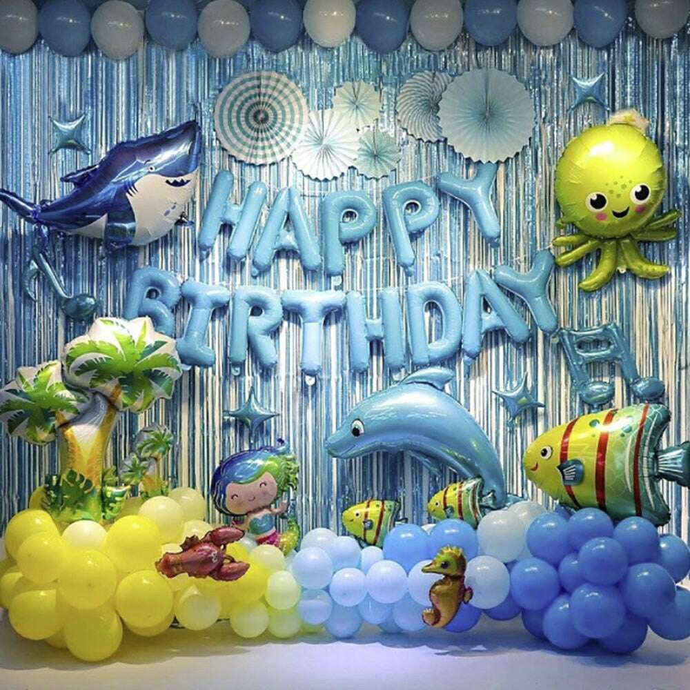 バルーン ガーランド 誕生日 水族館 アクアリウム 風船 飾り付け セット バースデー 飾り 男の子 女の子 Birthday Balloon 子供 プレゼント パーティー かわいい チャーミング おもちゃ 誕生日 クリスマス ギフト サプライズ